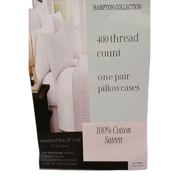 2 Hotel Hampton Collection 400 THREAD Standard Pillowcases Cotton Sateen Luxury - Picture 6 of 10